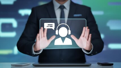 Poster - Professional displays a digital interface for assistance and communication solutions in business.
