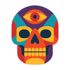 Poster - PNG Colorful geometric skull illustration.