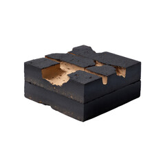 Poster - Dark Charred Block with Irregular Surface and Textured Edges for Modern Design Elements and Creative Backgrounds