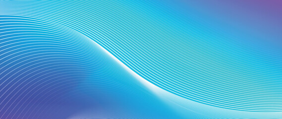Poster - Blue line wave gradient background vector. Minimalist cover with vibrant perspective line wave in motion. Ideal design for social media, cover, banner, flyer, music, ads.