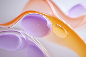 Aufkleber - Organic liquid forms in soft purple and orange curves create a minimal abstract design on white.