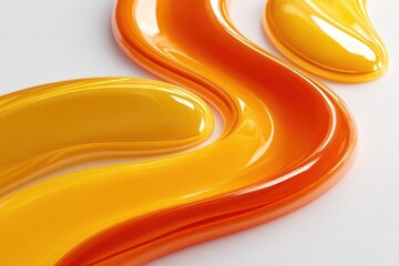 Aufkleber - Smooth, liquid ovals in warm yellow and orange hues curve gently over a white background.