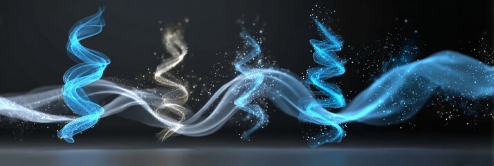 Poster - Enchanting Spirals Intertwine Gracefully in a Mesmerizing Dance of Blues and Soft Stream Swirls