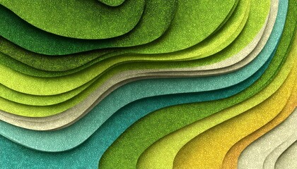 Poster - Abstract Carved Paper Texture with Avocado and Fresh Lime Waves, Nature Inspired Design Elements
