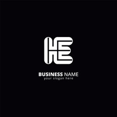 Poster - Abstract Letter HE EH Logo, Bold Style Monogram Design.