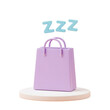 © Setiyawan - A lavender shopping bag rests on a small platform, with 'zzz' symbols floating above, suggesting a peaceful or sleepy shopping experience. isolated on a transparent background, png, cutout
