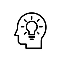 Poster - Stylized human head profile with a glowing light bulb inside symbolizing an idea