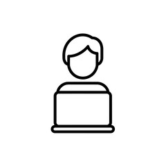 Poster - Simple line icon of a person sitting at a laptop computer