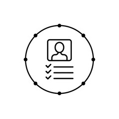 Poster - Simple icon representing a person s profile with a checklist and a circular border