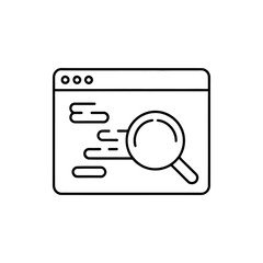 Poster - Magnifying glass icon over a browser window with abstract data lines and dots