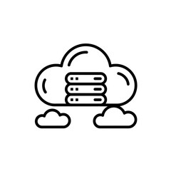 Poster - Cloud computing icon with stacked servers and smaller clouds