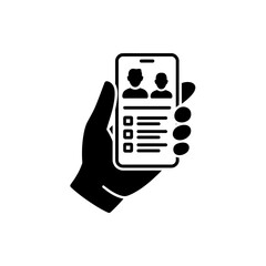 Poster - Hand holding smartphone displaying user profiles and checklist for selection