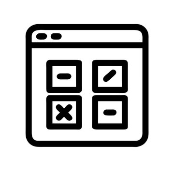 App icons on screen showing different math calculations in simple style, ideal for mobile interfaces and financial applications. App icons design display clear, crisp.