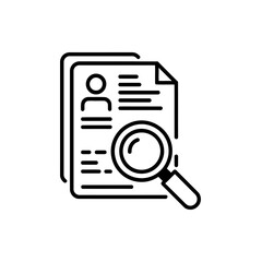 Poster - Magnifying glass over a document with a person icon and text lines