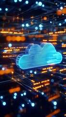Poster - Dynamic visual representation of a global data network, symbolizing cloud computing and connectivity