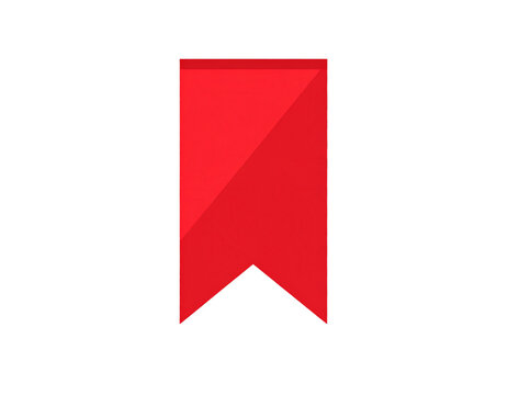 A - Flat Red Bookmark Icon with Sharp Corners, Centered, Minimal Style.