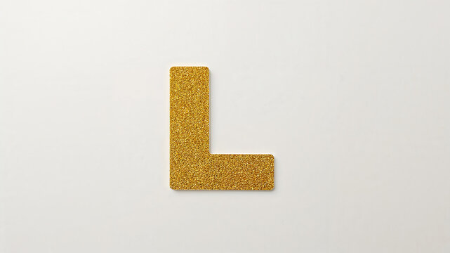 Golden glitter letter l on white background representing luxury and elegance