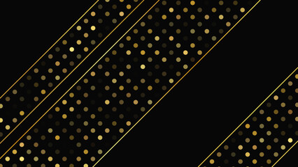 Poster - Dark background with golden lines and glittering dots