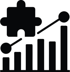 Poster - Puzzle piece connecting to bar graph representing data isolated on transparent background