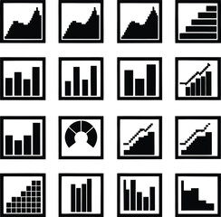 Fototapete - Grid of twelve distinct line art elements isolated on transparent background