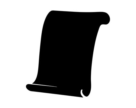 Stylized black scroll silhouette with curled edges on white background image