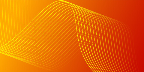 Poster - Soft gradient red, orange and yellow background with shining lines waves. Minimalist background for banner, poster, cover, brochure, flyer, website
