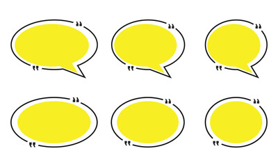 Poster - Quote box frame set, Yellow speech bubbles isolated vector set. Chat bubble in yellow, Speech bubble sign and symbol, Quote box icon.