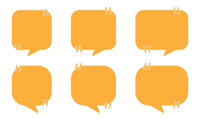 Poster - Quote box frame set, Yellow speech bubbles isolated vector set. Chat bubble in yellow, Speech bubble sign and symbol, Quote box icon.