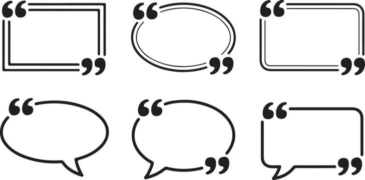 Quote Box Vector Set Speech Bubble Frames for Text Message Dialogue Bubbles