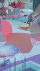 Poster - Animation of financial data processing over diverse business people in office