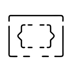 Fototapete - A simple black outline of curly braces within a dashed rectangle, representing code or data structure