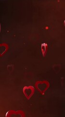 Poster - Animation of red hearts over light spots on red background