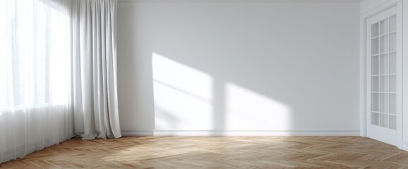 Poster - An empty room with natural light illuminating the space and hardwood flooring