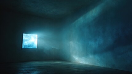 Poster - A mysterious scene of light illuminating a dark room, creating an atmosphere of intrigue and drama. The image showcases the play of light and shadow. 