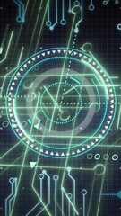Poster - Animation of computer circuit board with data processing and scope