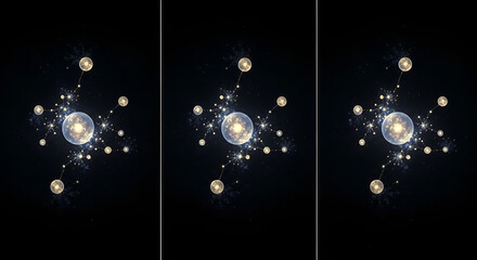 Poster - A captivating image features glowing stars and celestial bodies in a dark abstract representation of the galaxy
