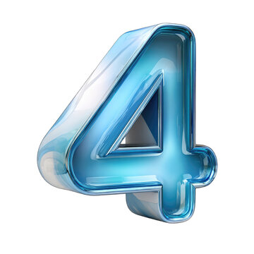 3D rendered light blue number four