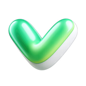3D rendered green and white letter V, glossy finish