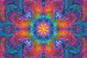 Poster - The flower is surrounded by a galaxy of stars and planets