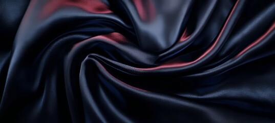 Poster - Elegant Dark Blue Satin Gradient with Soft Wave Effect Creating an Aesthetic Wallpaper Design