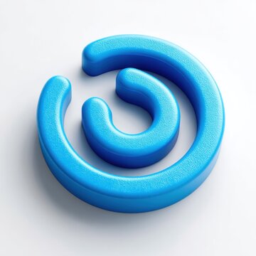 Abstract Blue Swirl Design on White Background with Smooth Edges and Texture