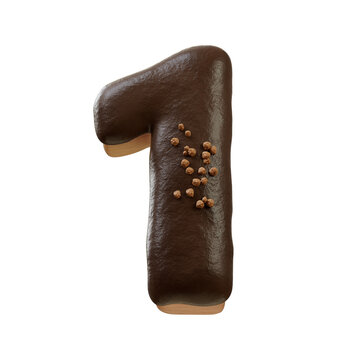 3D Font.Chocolate Biscuit Donut Font Concept. Isometric Alphabet. Numbers And Letters. 3d rendering isolated on white background