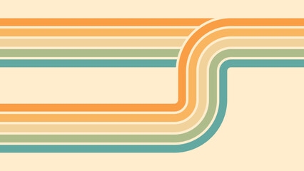 Wall Mural - abstract background of rainbow groovy wavy line design in 1970s hippie retro style. vector pattern r