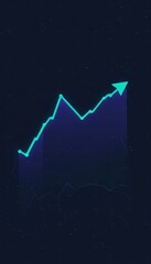 Poster - Dynamic Financial Growth Chart with Bold Green Lines on Dark Background, Showcasing Rising Trends