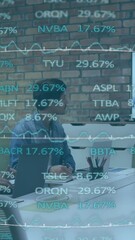 Poster - Animation of financial data processing over diverse business people in office