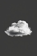 Poster - A stunning isolated white cloud against a dark background creates a captivating and serene visual. This monochrome image evokes feelings of tranquility and minimalism.