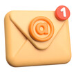 © Leo Nasi - 1 one Inbox Electronic mail e-mail message 3d icon transparent no background png