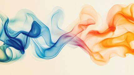 Poster - Colorful, wavy line with blue and orange colors. The line is very long and it looks like it is flowing