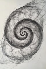 Poster - This creative abstract image features a mesmerizing spiral pattern made of black lines against a white background, evoking a sense of movement and harmony.
