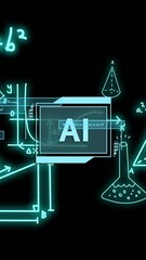 Poster - Animation of ai text and scientific data processing over black background